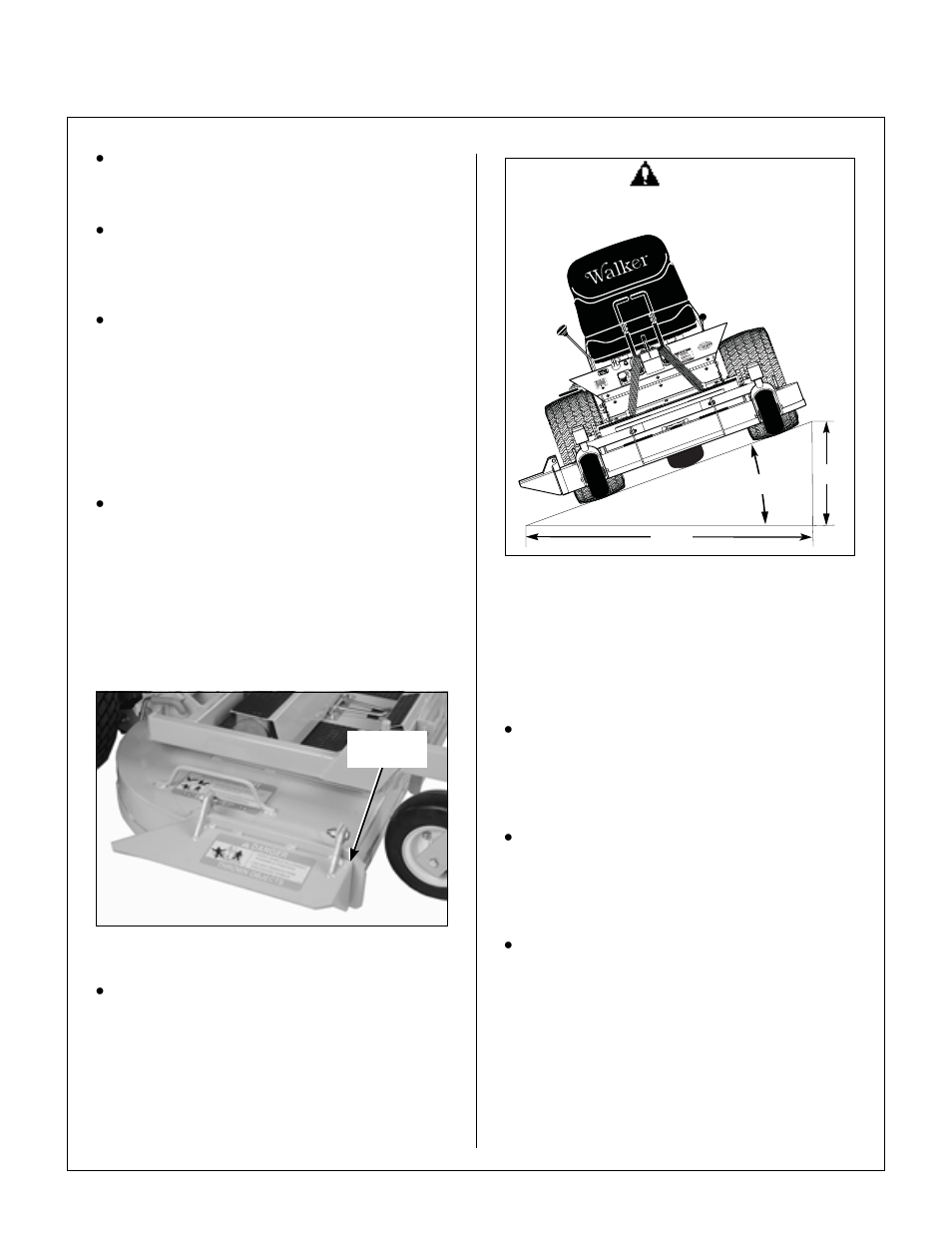 Side discharge shield in lowest position, Maximum recommended side slope, Operating instructions | Briggs & Stratton MB (18 HP) User Manual | Page 35 / 76