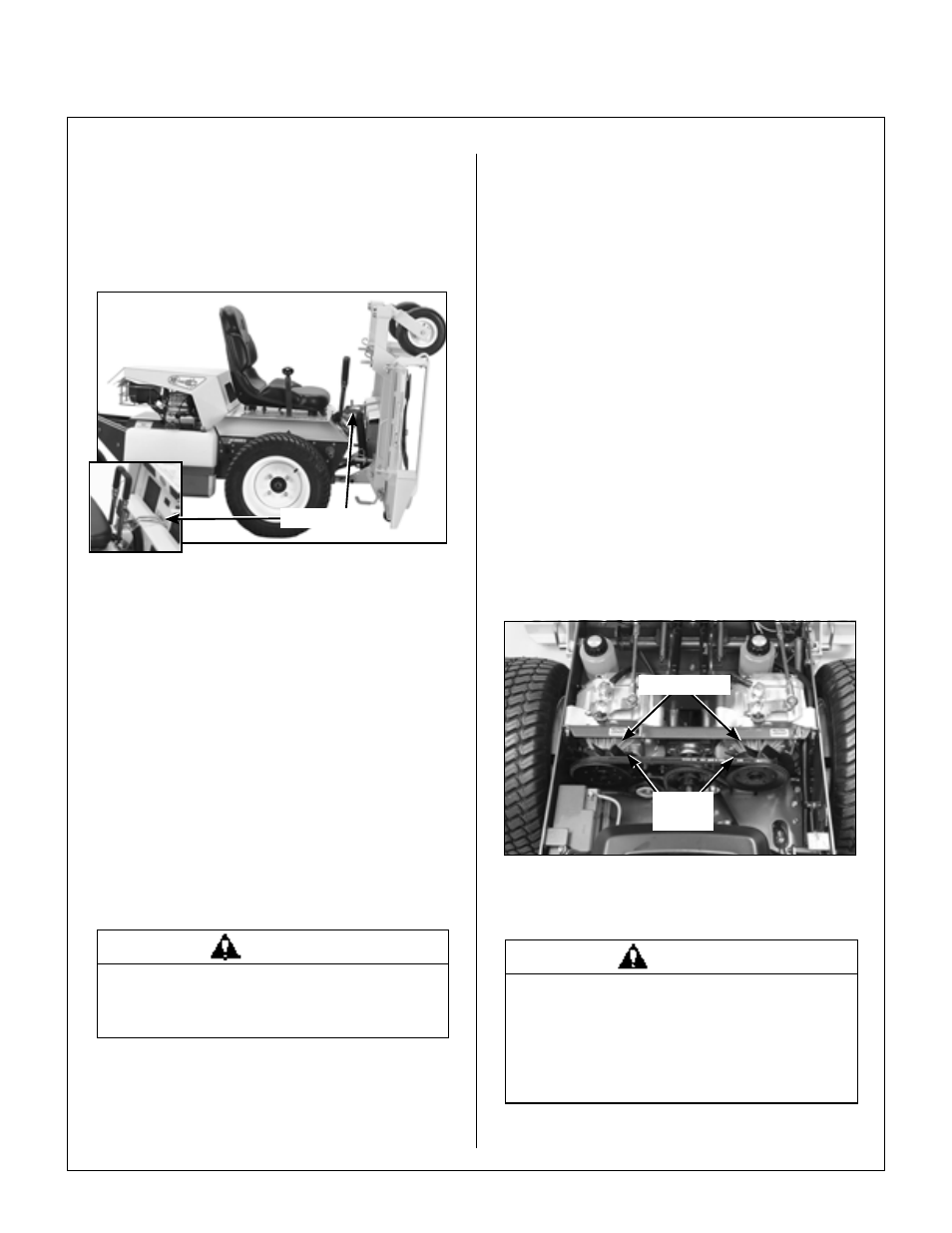 Deck secured in tilt-up position, Transaxle cooling fins, Checking/servicing | Maintenance instructions | Briggs & Stratton MB (18 HP) User Manual | Page 45 / 76