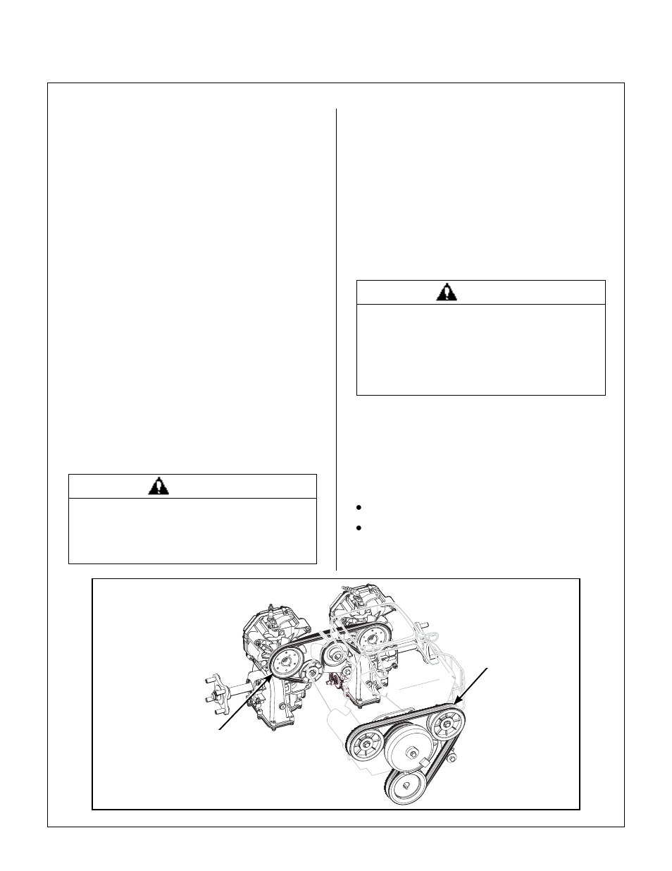 Belt locations, Spark plugs, Breaker points | Fuel lines and clamps, Blade brake action, Replacing/repairing, Drive belts, Maintenance instructions | Briggs & Stratton MB (18 HP) User Manual | Page 48 / 76