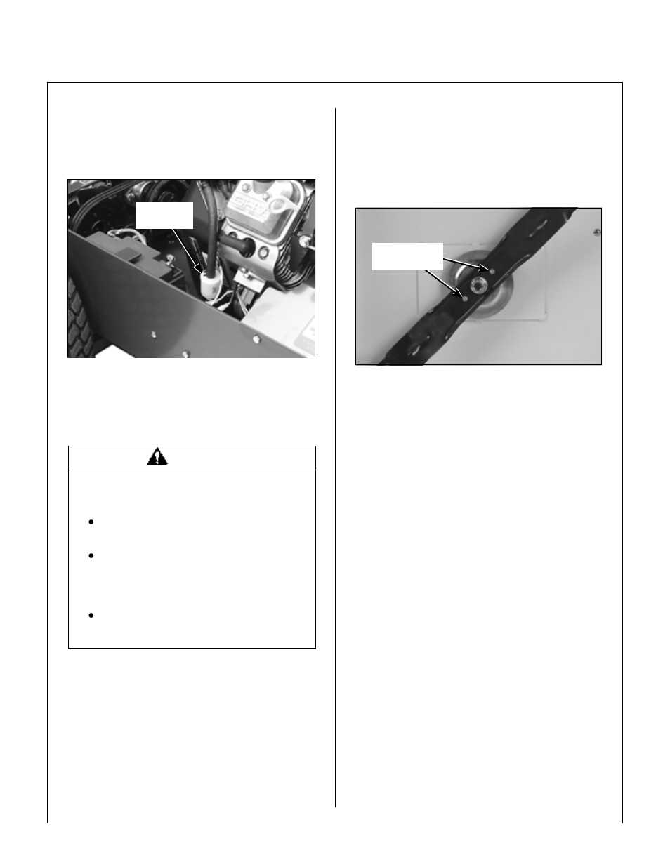 Fuel filter, Fuel filter location, Blade overload shear bolts | Cutting blade shear bolts, Pto shear pin, Maintenance instructions | Briggs & Stratton MB (18 HP) User Manual | Page 51 / 76