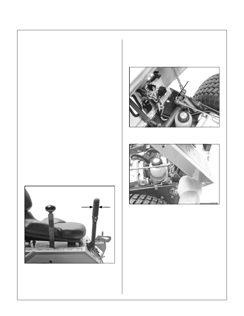 Adjustments, Transmission control, Steering lever position adjustment - step 1 | Lever alignment, Stop bolt location, Stop bolt adjustment, Steering handles adjustment - step 2, Maintenance instructions | Briggs & Stratton MB (18 HP) User Manual | Page 53 / 76