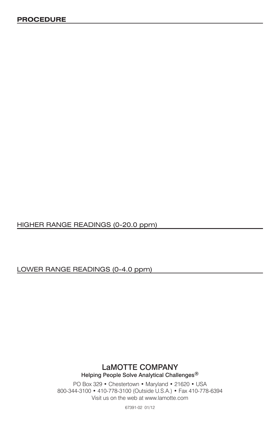 LaMotte ZINC KIT User Manual | Page 2 / 2