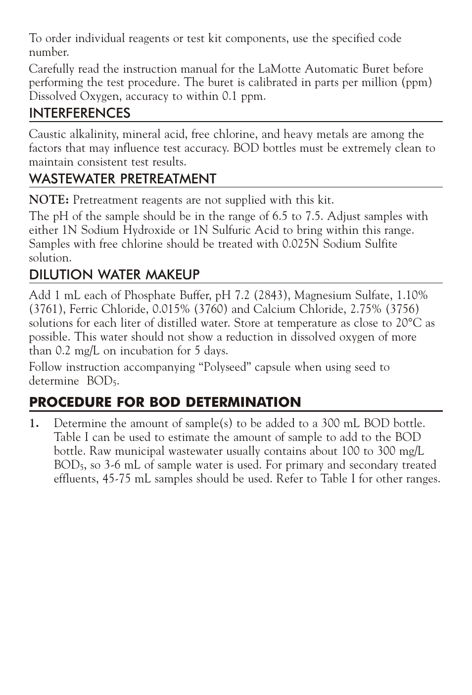 LaMotte BOD5 TEST KIT BOD User Manual | Page 2 / 4