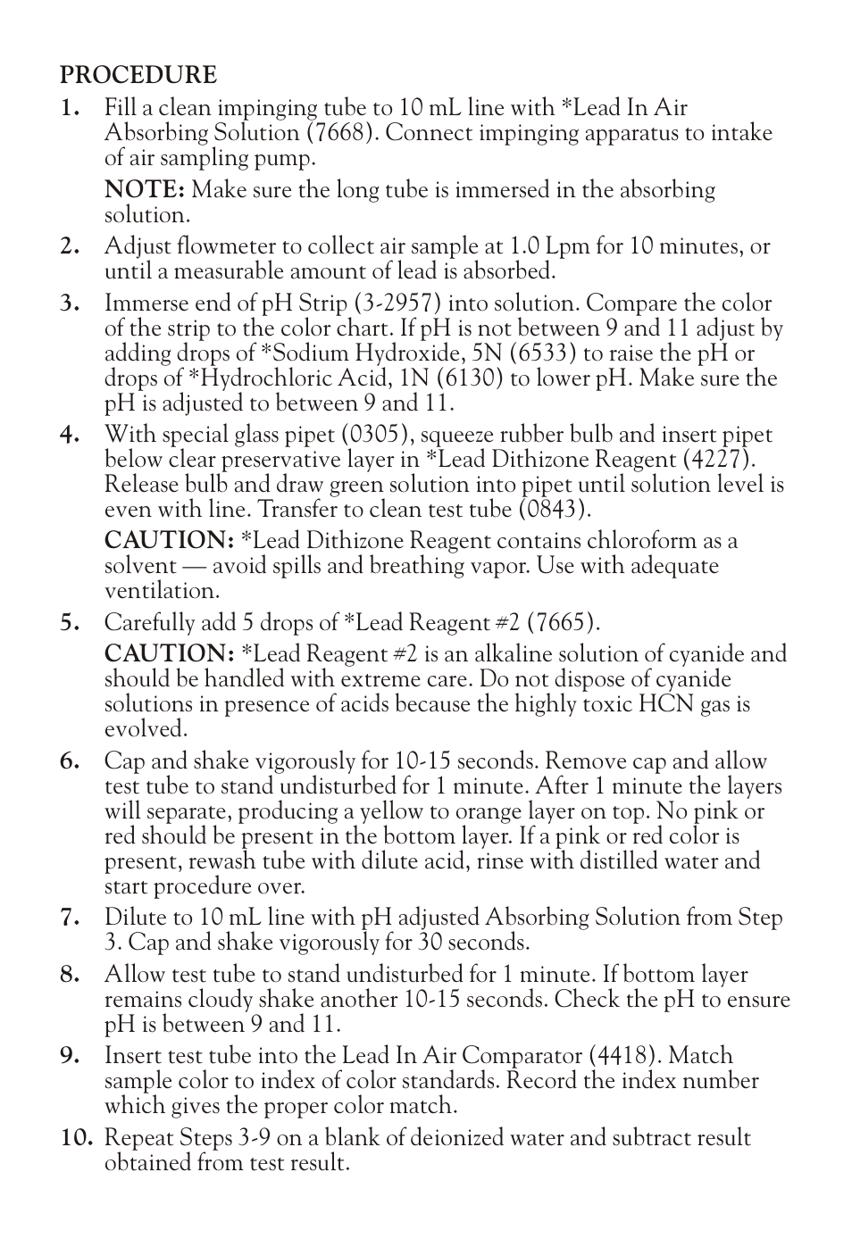 LaMotte LEAD IN AIR TEST KIT User Manual | Page 2 / 10