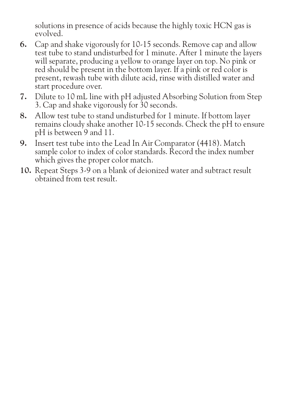 LaMotte LEAD IN AIR TEST KIT User Manual | Page 9 / 10