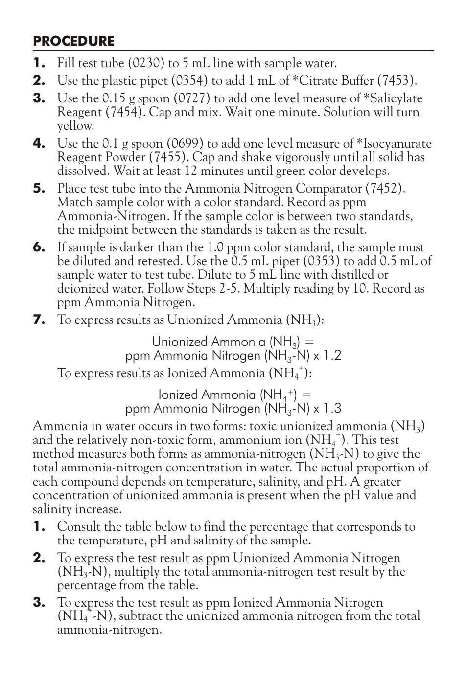 LaMotte AMMONIA NITROGEN TEST KIT SAN User Manual | Page 2 / 4