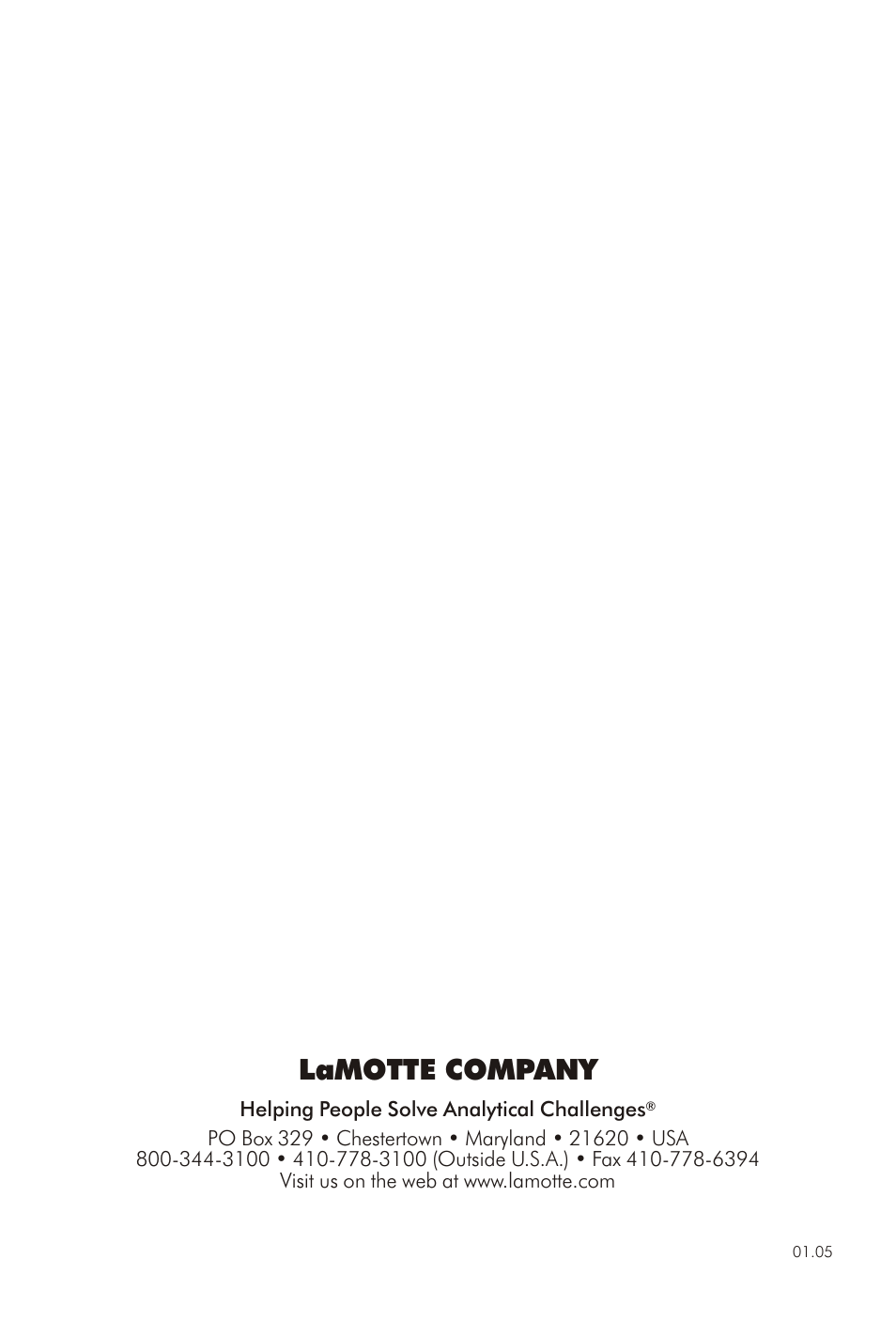 Lamotte com pany | LaMotte AMMONIA NITROGEN TEST KIT SAN User Manual | Page 4 / 4