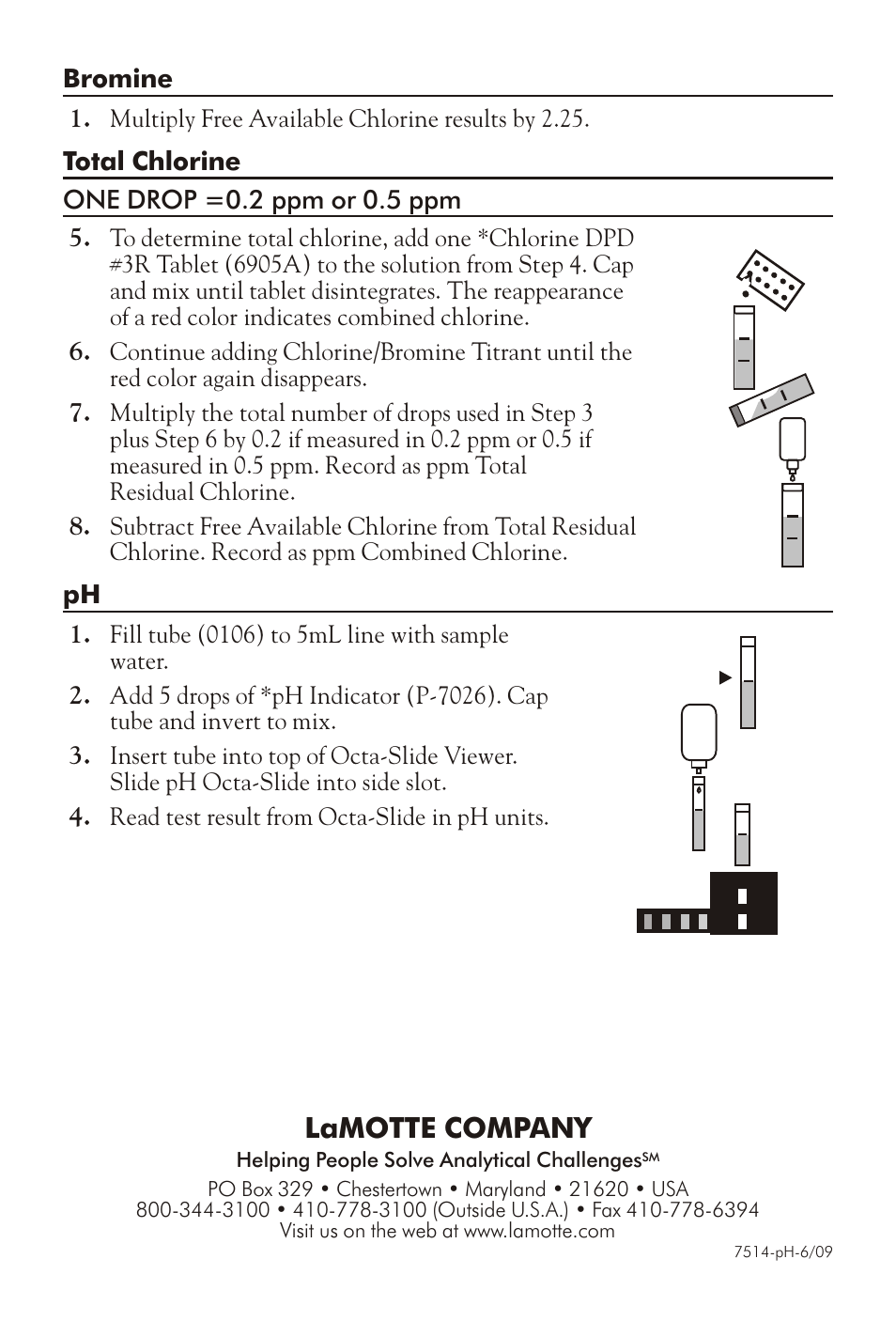 Lamotte com pany | LaMotte FAS-DPD & pH TEST KIT User Manual | Page 2 / 3