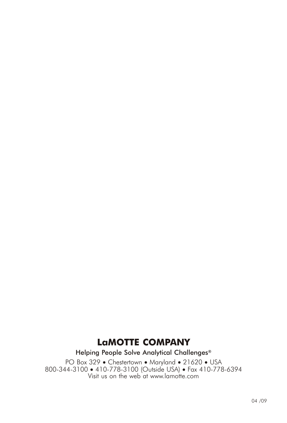 Lamotte com pany | LaMotte PHOSPHONATE TEST KIT OP-DR User Manual | Page 4 / 4