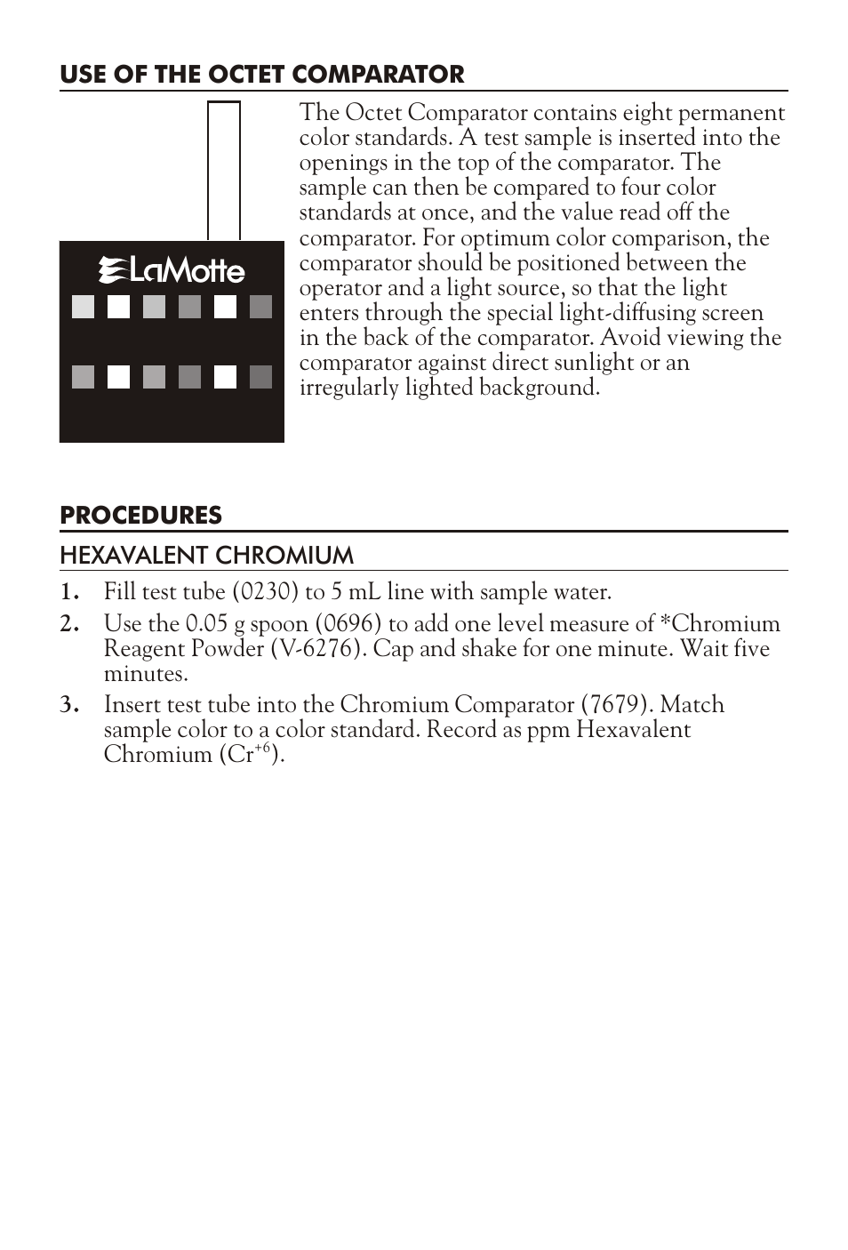 L mott | LaMotte CHROMIUM TEST KIT LSCV User Manual | Page 2 / 4
