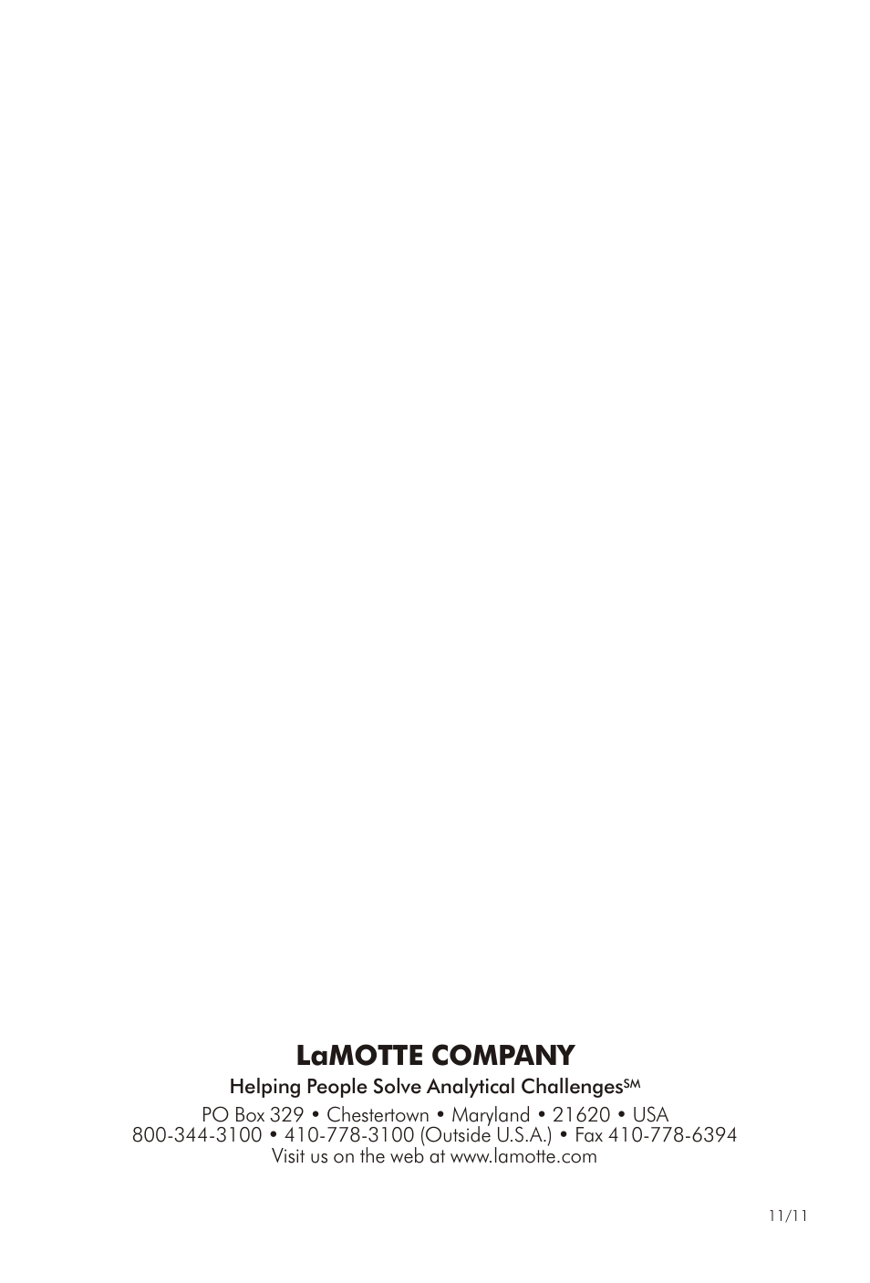 Lamotte com pany | LaMotte NITROGEN DIOXIDE IN AIR TEST KIT User Manual | Page 4 / 4