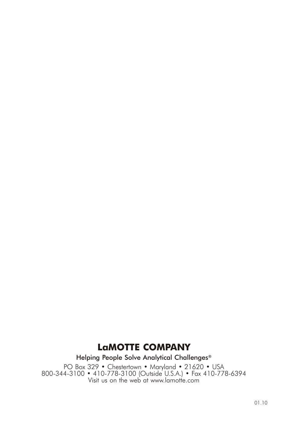 Lamotte com pany | LaMotte SULFUR DIOXIDE IN AIR TEST KIT User Manual | Page 4 / 4