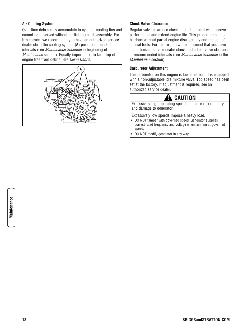 Caution | Briggs & Stratton 5550 Watt User Manual | Page 18 / 48