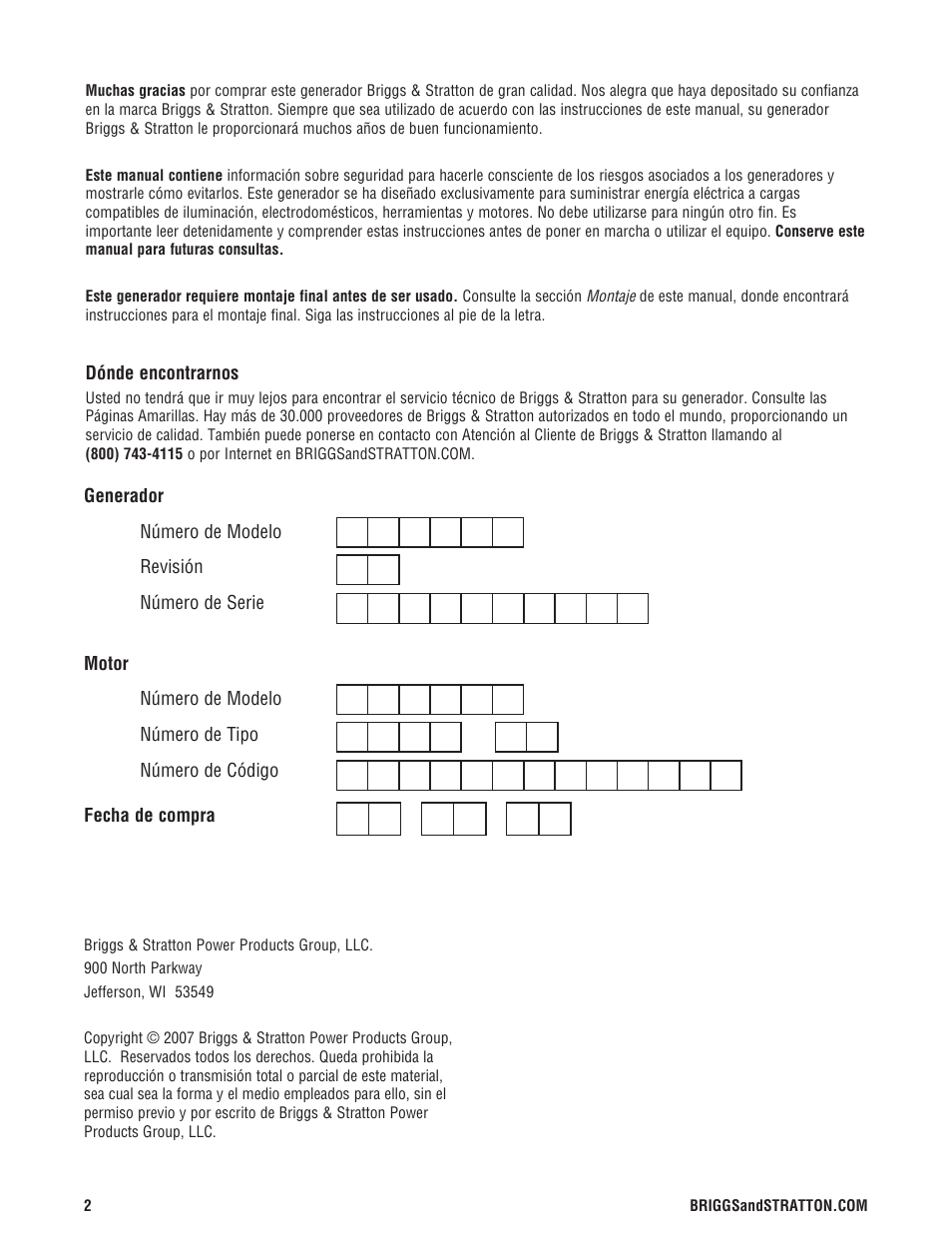 Briggs & Stratton 5550 Watt User Manual | Page 26 / 48