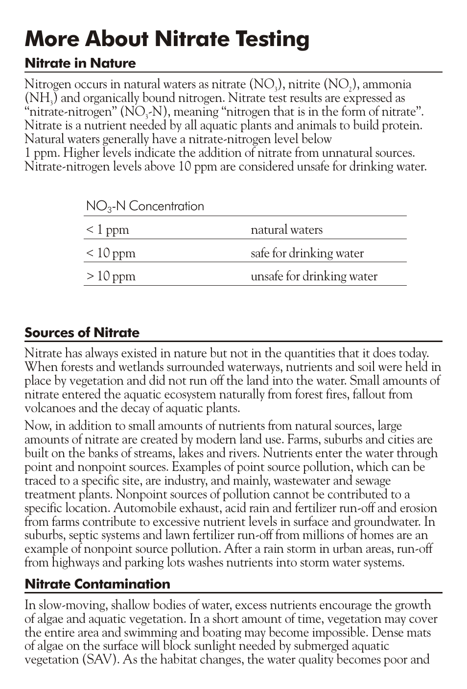 More about ni trate test ing | LaMotte Nitrate-Nitrogen Low Range Enzyme Kit User Manual | Page 6 / 8