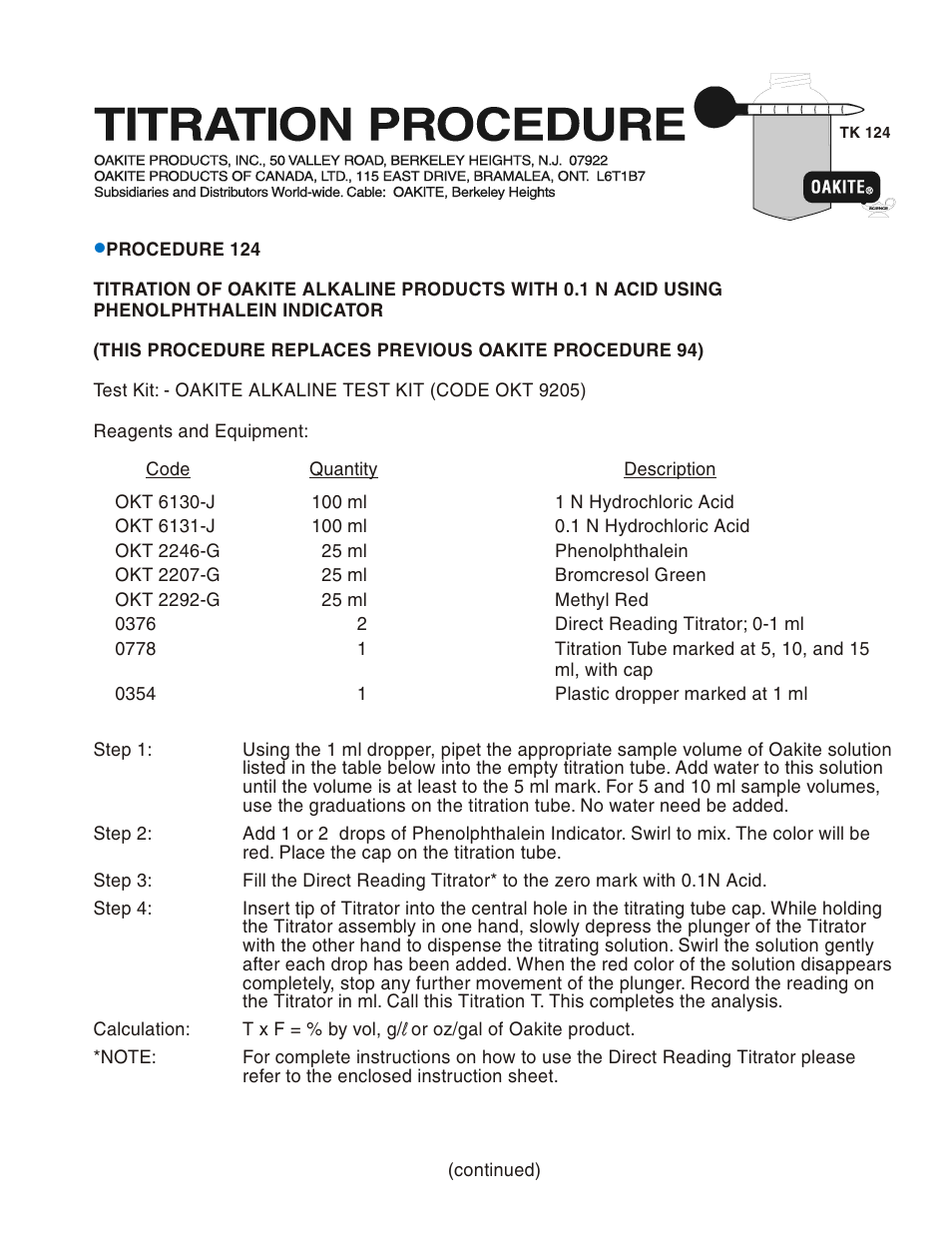 LaMotte OAKITE ALKALINE TEST KIT OKT 9205 User Manual | Page 11 / 16