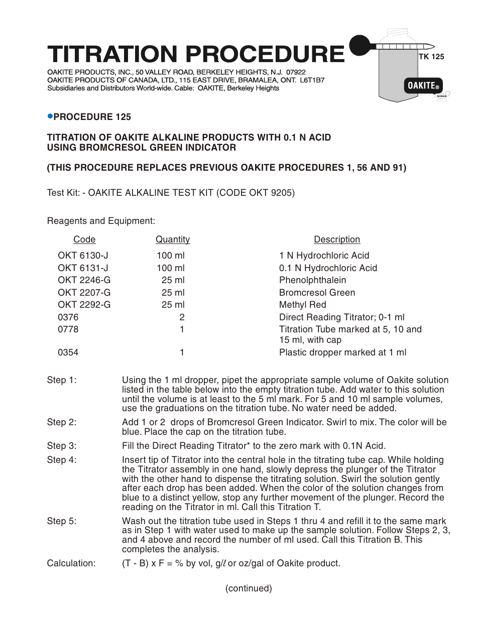 LaMotte OAKITE ALKALINE TEST KIT OKT 9205 User Manual | Page 13 / 16