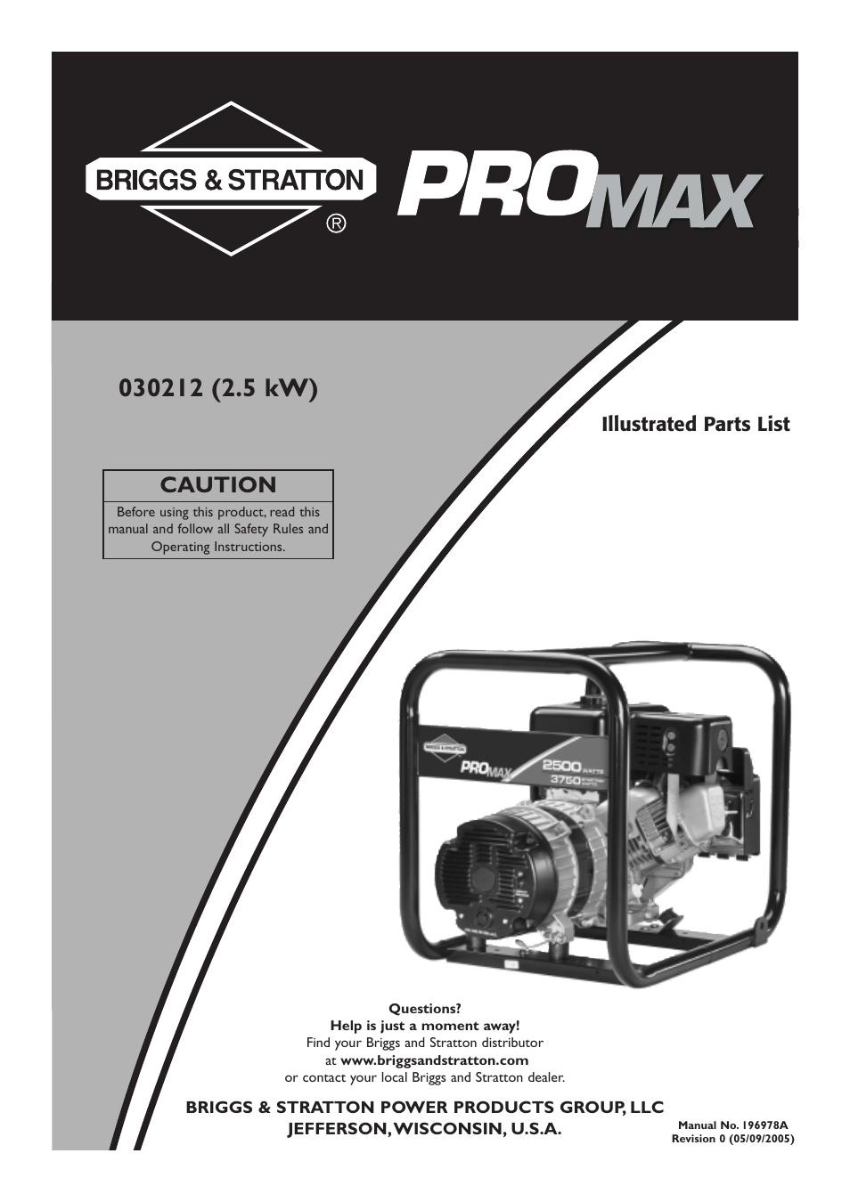 Briggs & Stratton 030212 User Manual | 5 pages