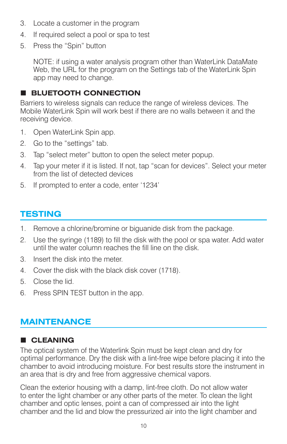 LaMotte Mobile WaterLink Spin Photometer User Manual | Page 10 / 16