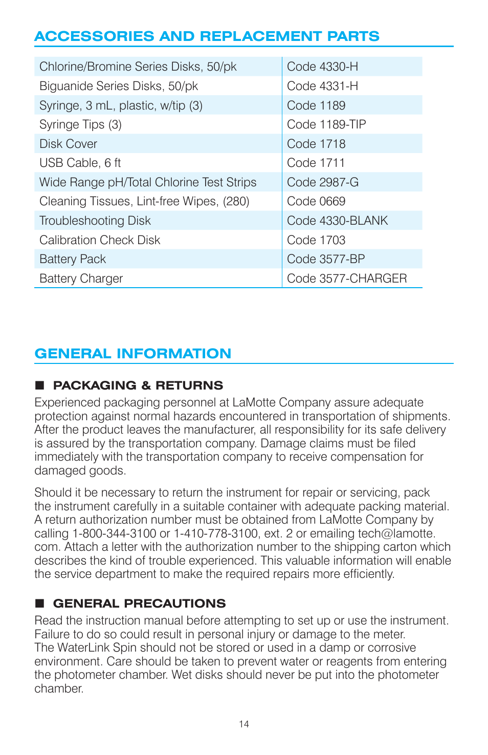 LaMotte Mobile WaterLink Spin Photometer User Manual | Page 14 / 16