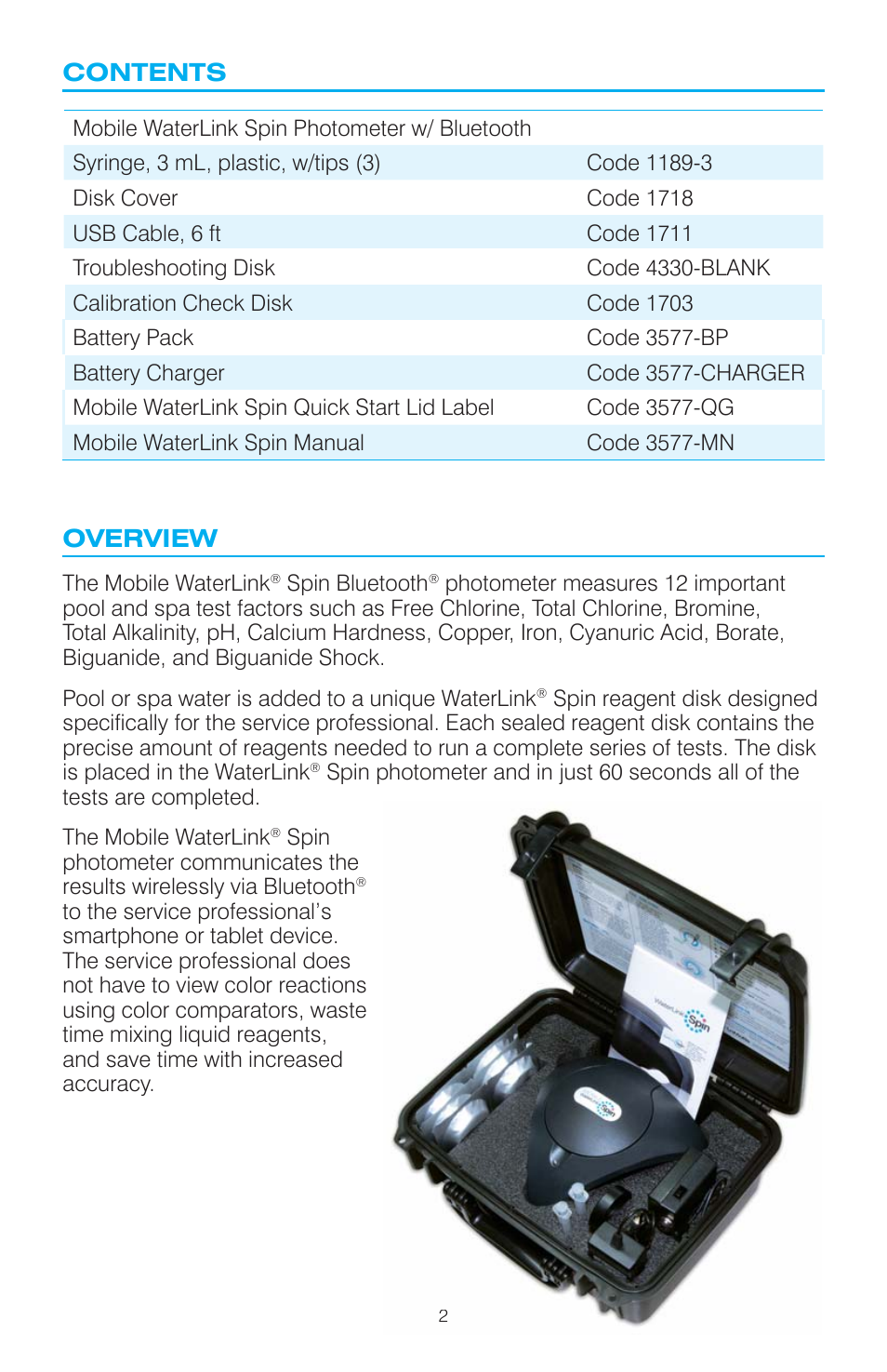 LaMotte Mobile WaterLink Spin Photometer User Manual | Page 2 / 16
