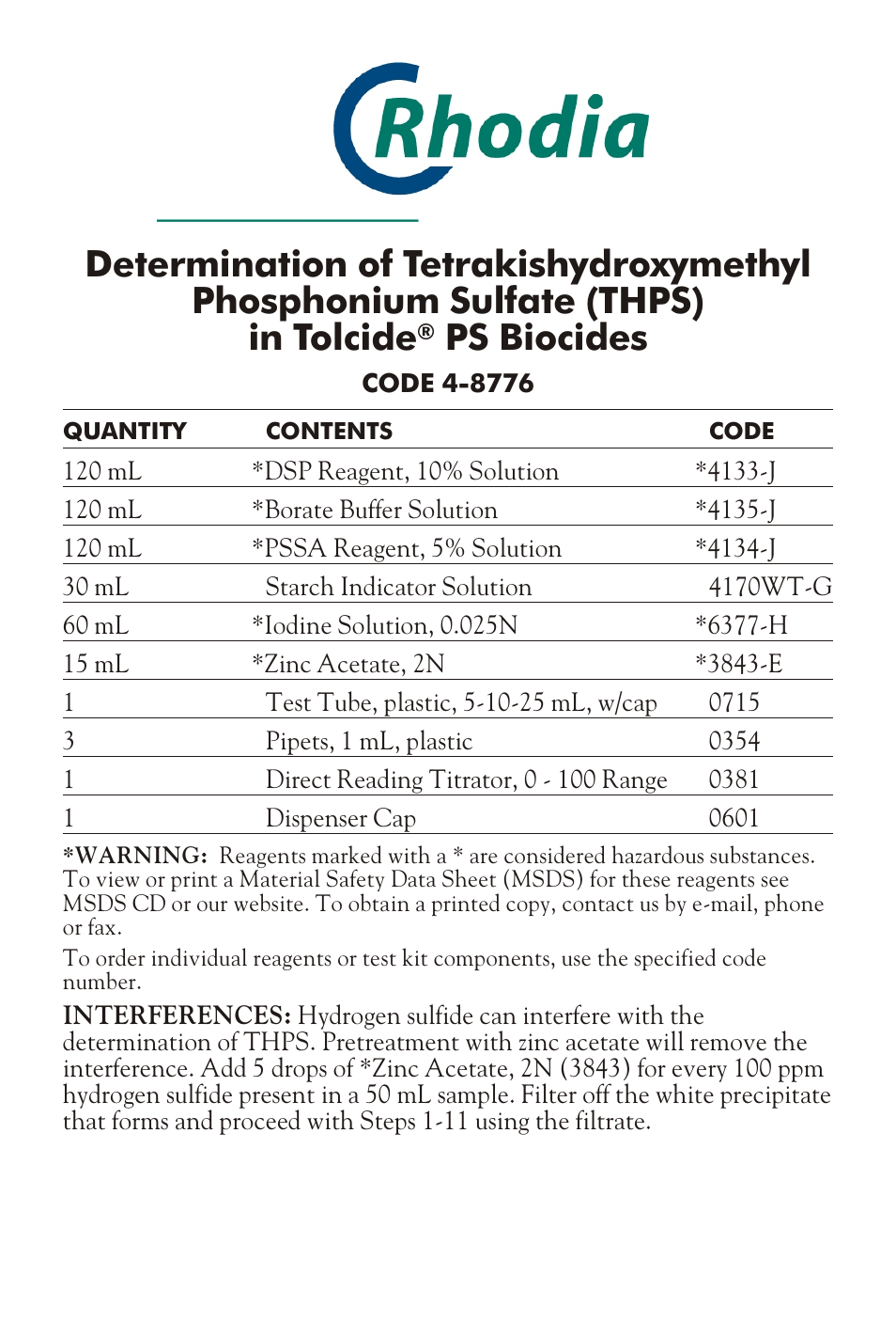 LaMotte THPS in Tolcide® PS Biocides User Manual | 2 pages