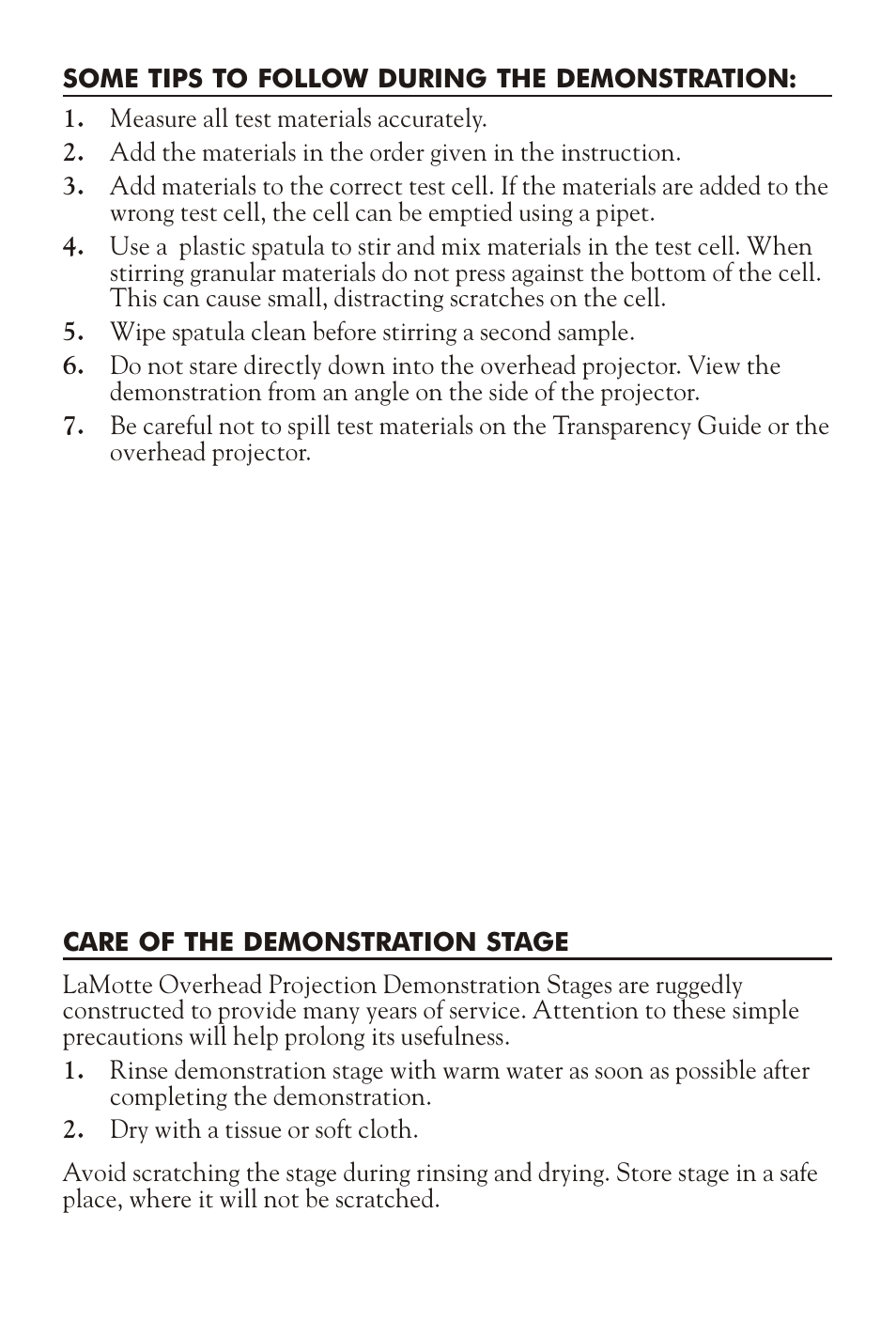 LaMotte OVERHEAD PROJECTION STAGES User Manual | Page 3 / 4