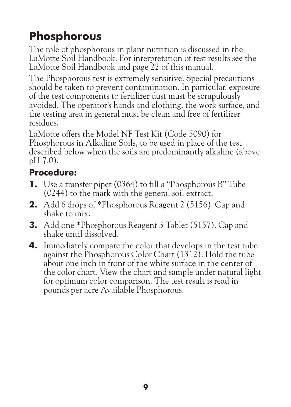 Phosphorous | LaMotte STH Series User Manual | Page 11 / 29