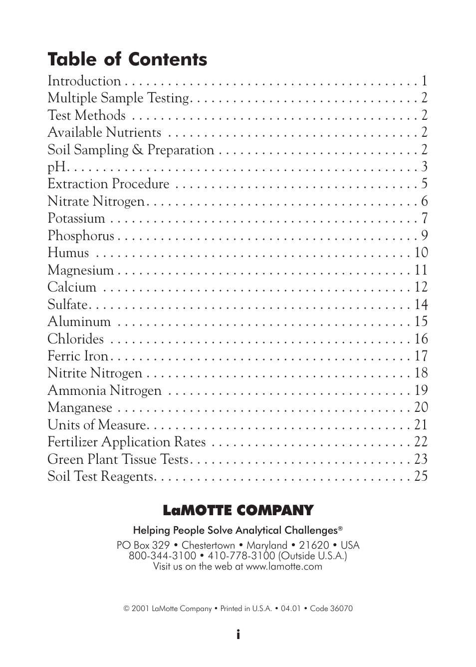 LaMotte STH Series User Manual | Page 2 / 29