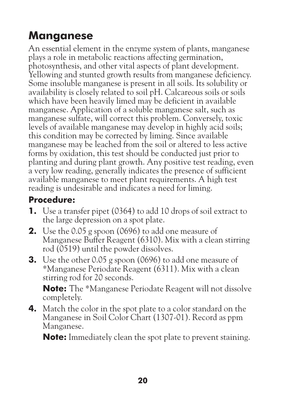 Manganese | LaMotte STH Series User Manual | Page 22 / 29