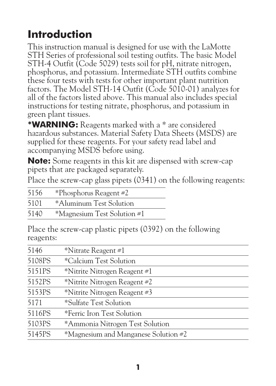 Introduction | LaMotte STH Series User Manual | Page 3 / 29