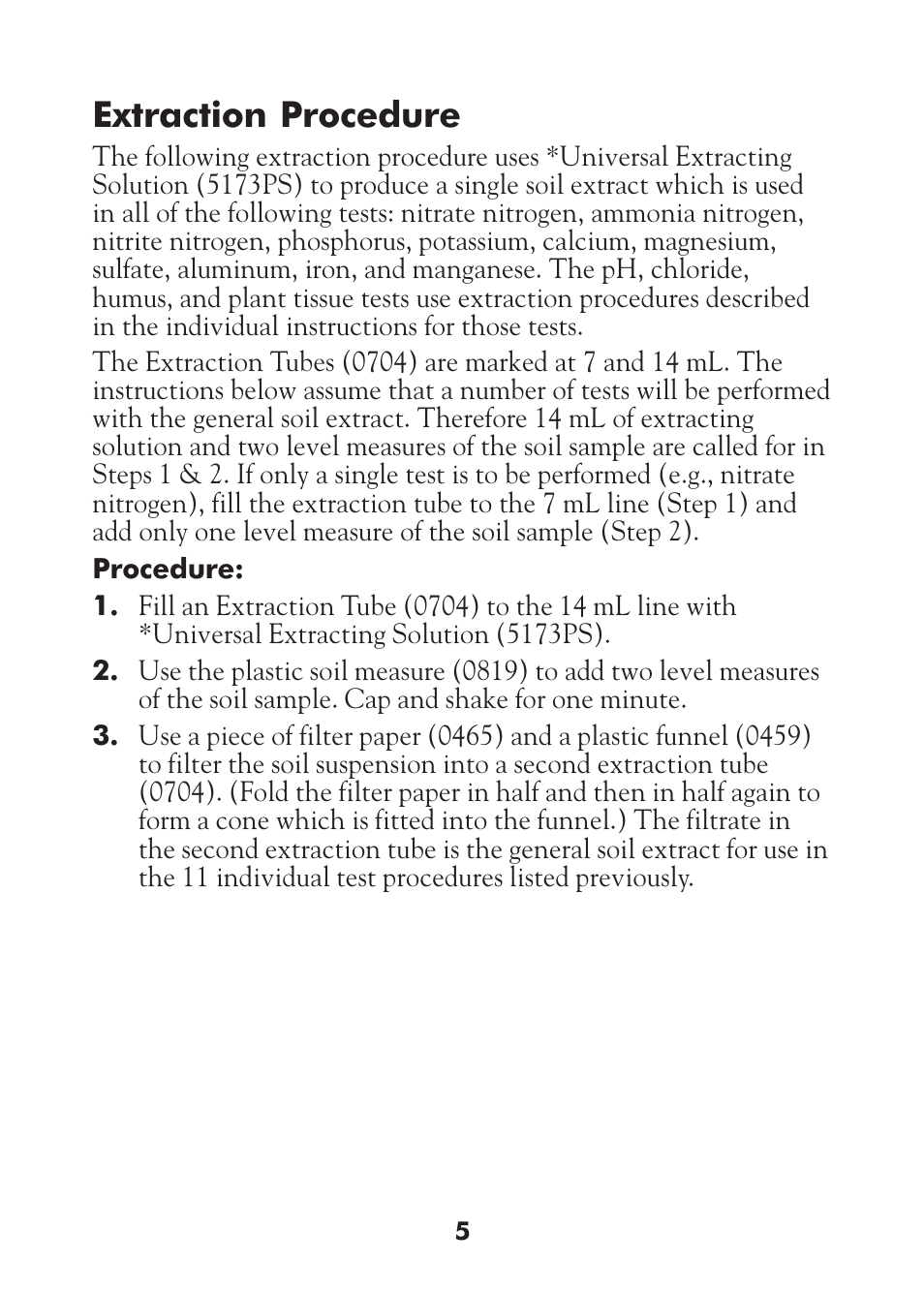 Extraction procedure | LaMotte STH Series User Manual | Page 7 / 29