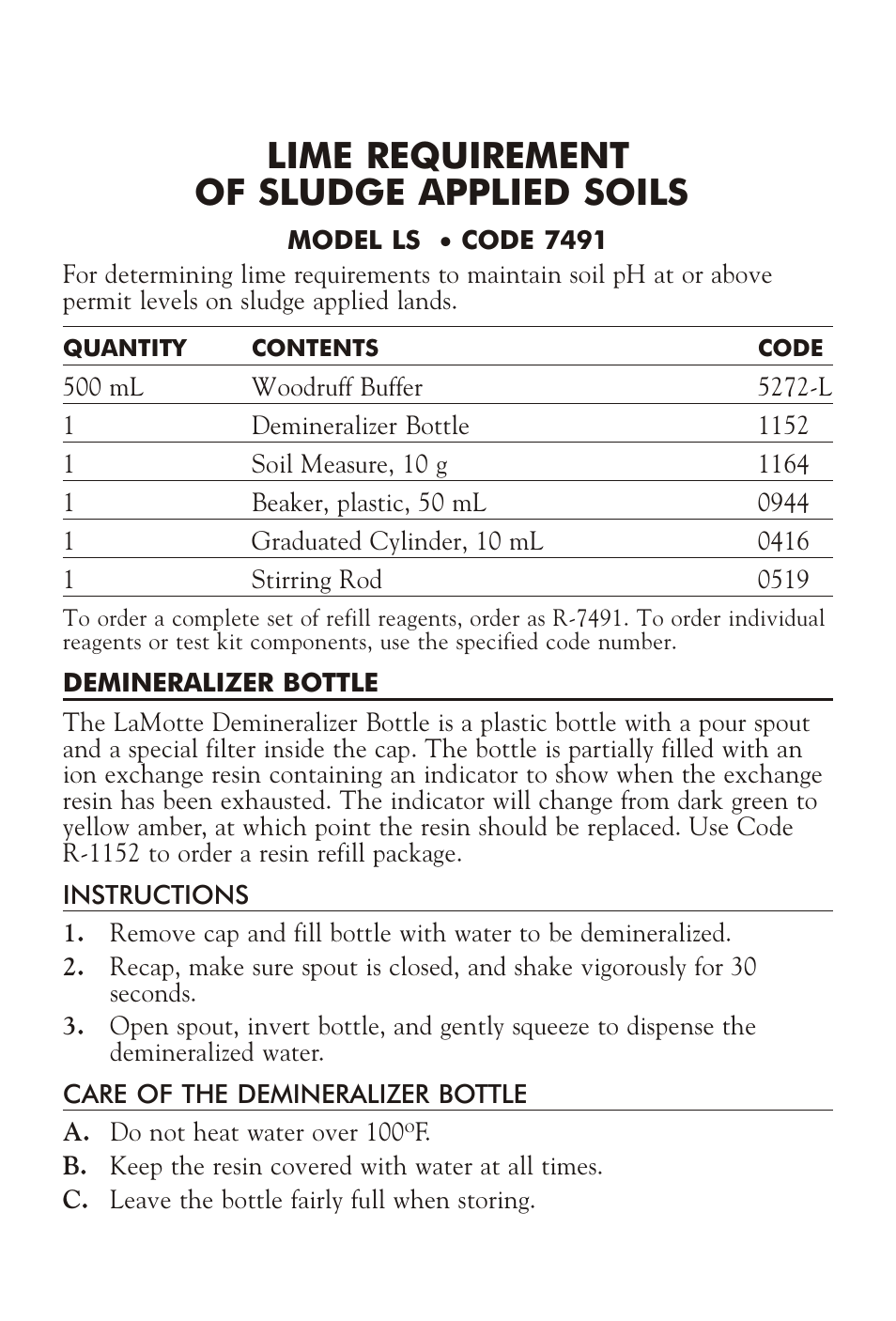 Lime re quire ment of sludge ap plied soils | LaMotte LIME REQUIREMENT OF SLUDGE APPLIED SOILS LS User Manual | Page 3 / 4