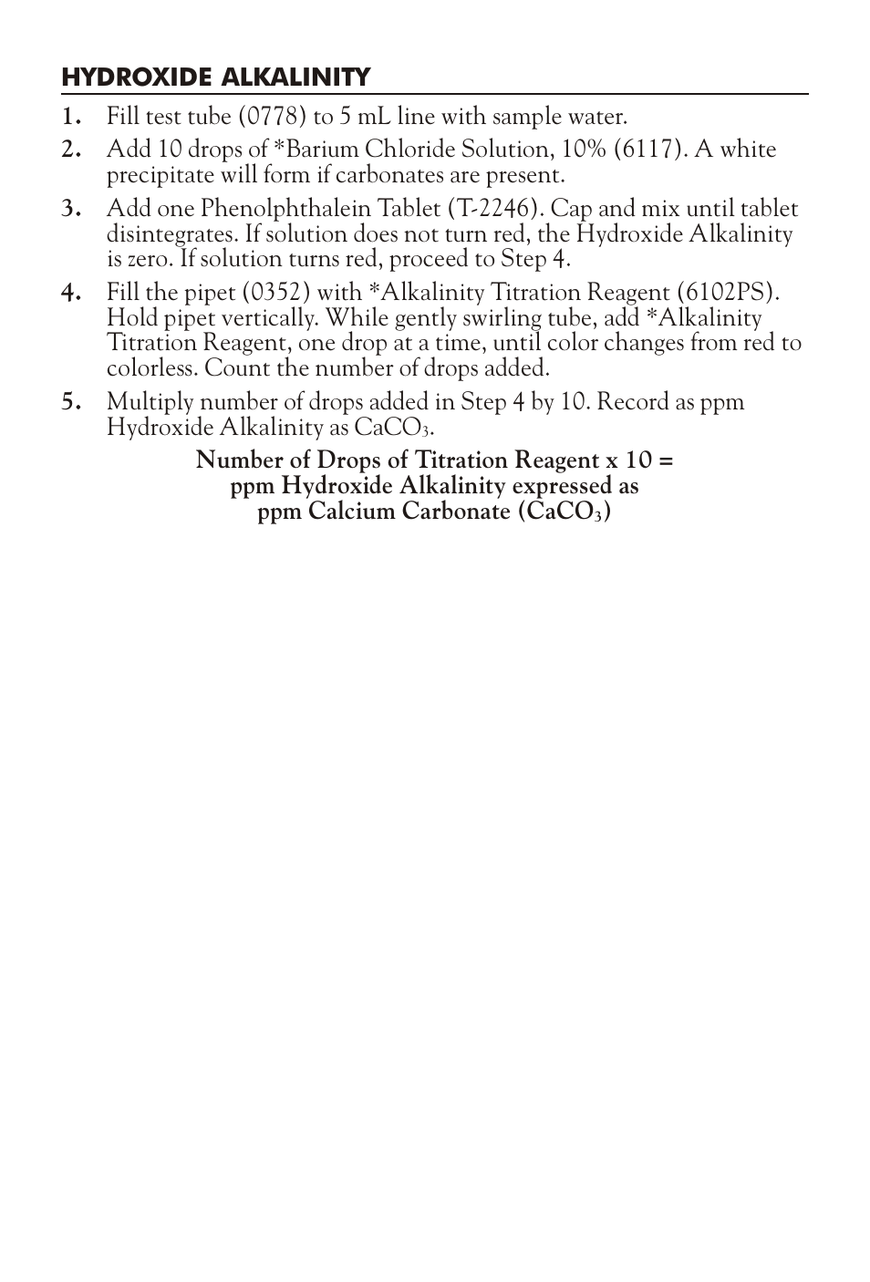 LaMotte HYDROXIDE, PHENOLPHTHALEIN & TOTAL ALKALINITY MPH-DC User Manual | Page 2 / 4