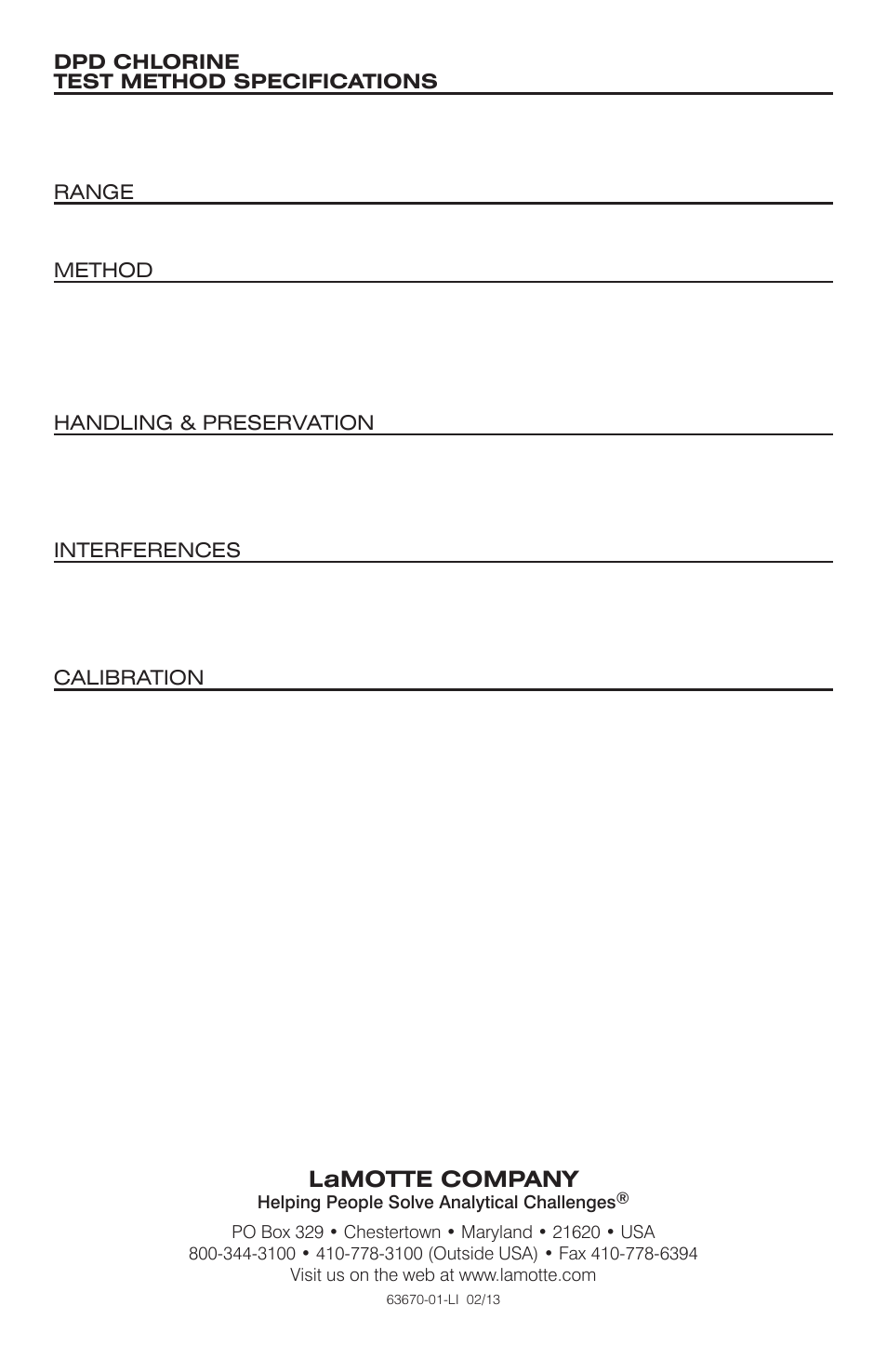 LaMotte CHLORINE - DPD LIQUID User Manual | Page 4 / 4