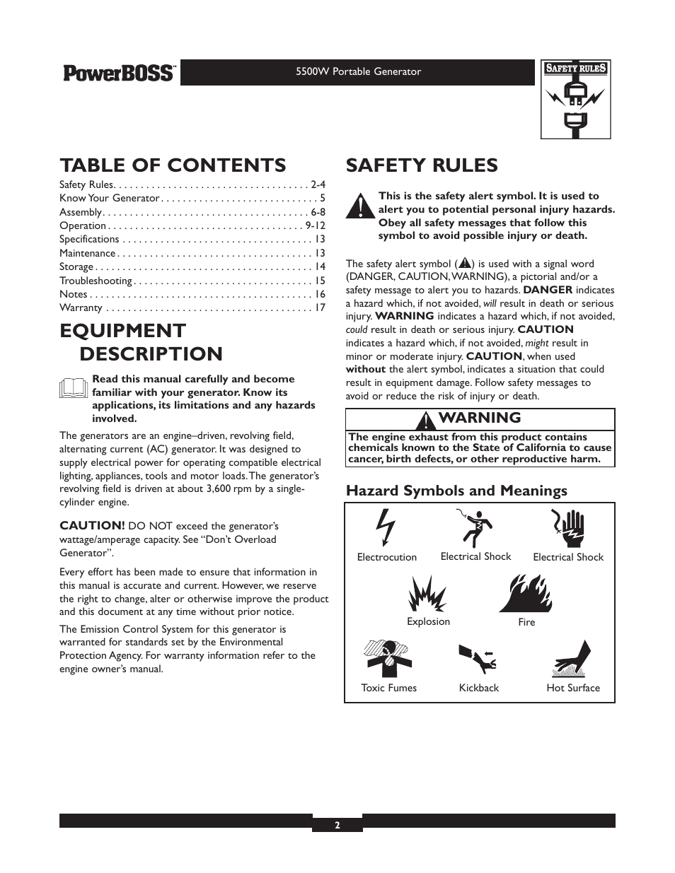 Briggs & Stratton PowerBoss 30211 User Manual | Page 2 / 32