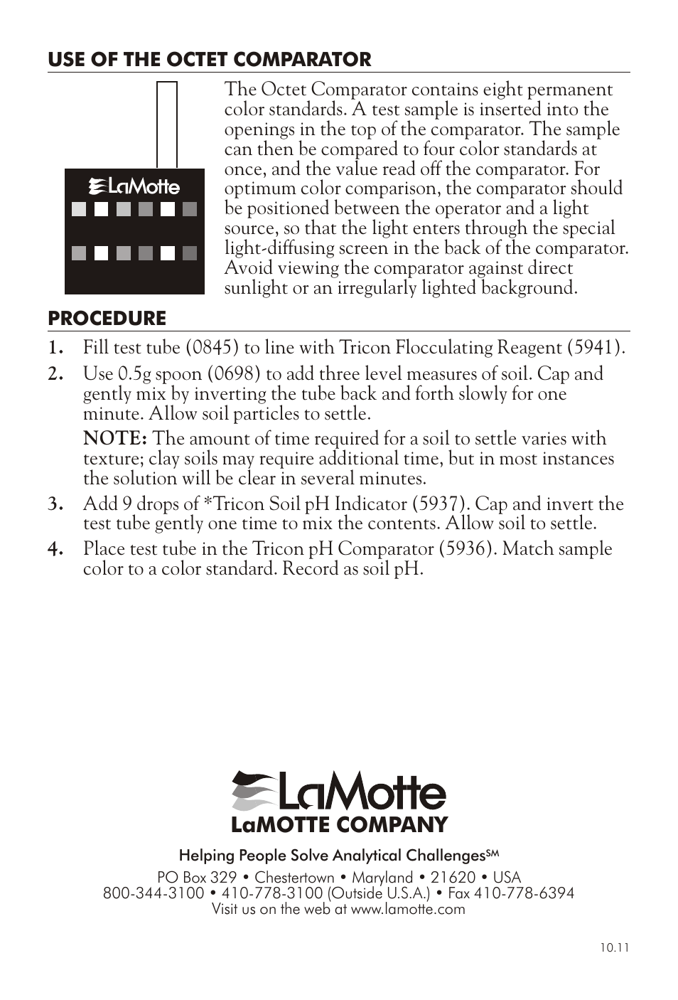 L mott, Lamotte com pany | LaMotte pH MODULE AM-31 User Manual | Page 2 / 4