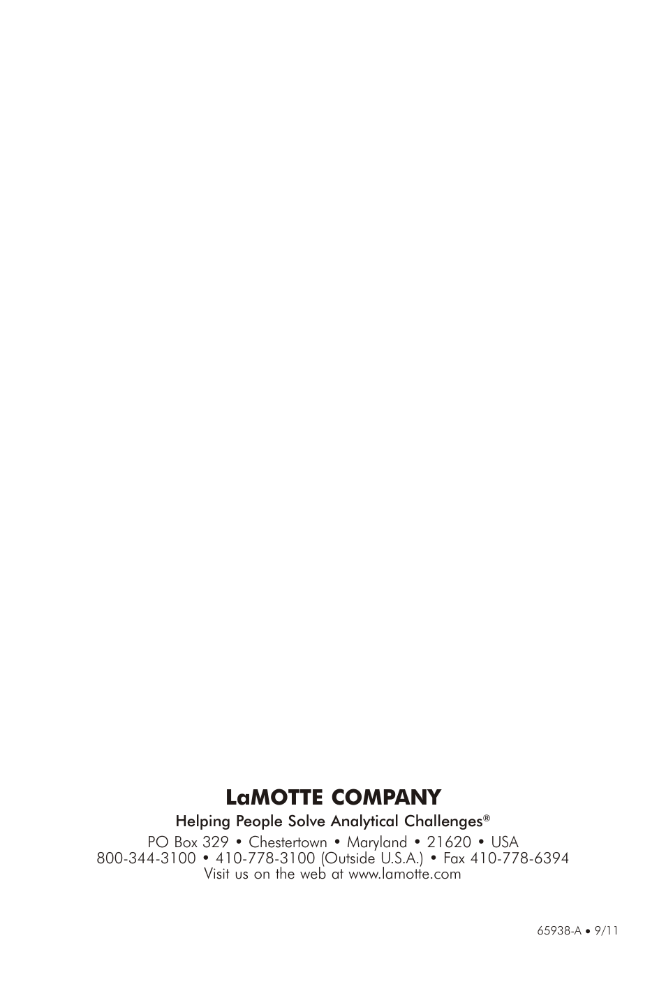 Lamotte com pany | LaMotte CALCIUM & CHLORIDE SOIL TESTS MODULE A User Manual | Page 4 / 4