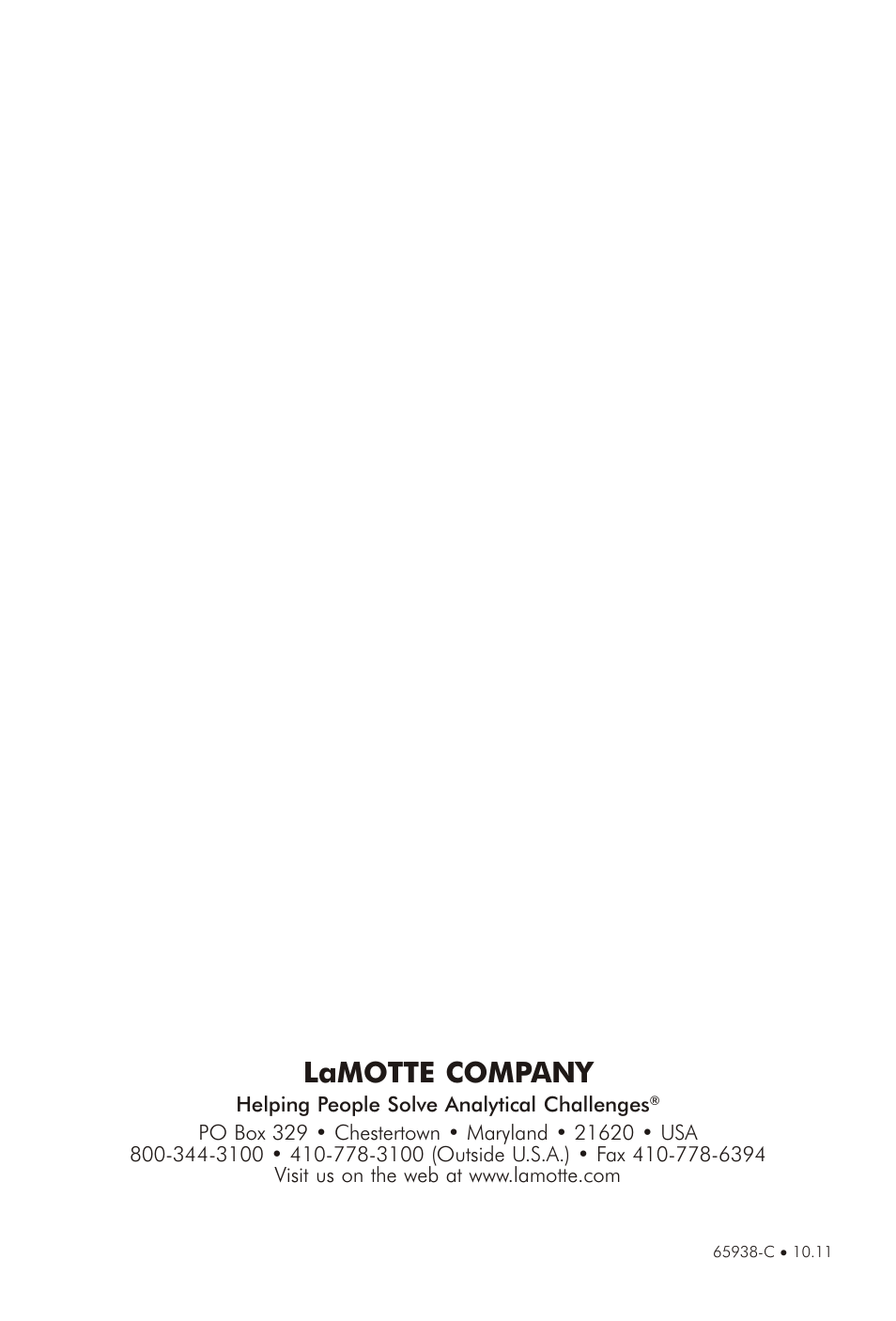 Lamotte com pany | LaMotte MAGNESIUM & MANGANESE SOIL TESTS MODULE C User Manual | Page 4 / 4