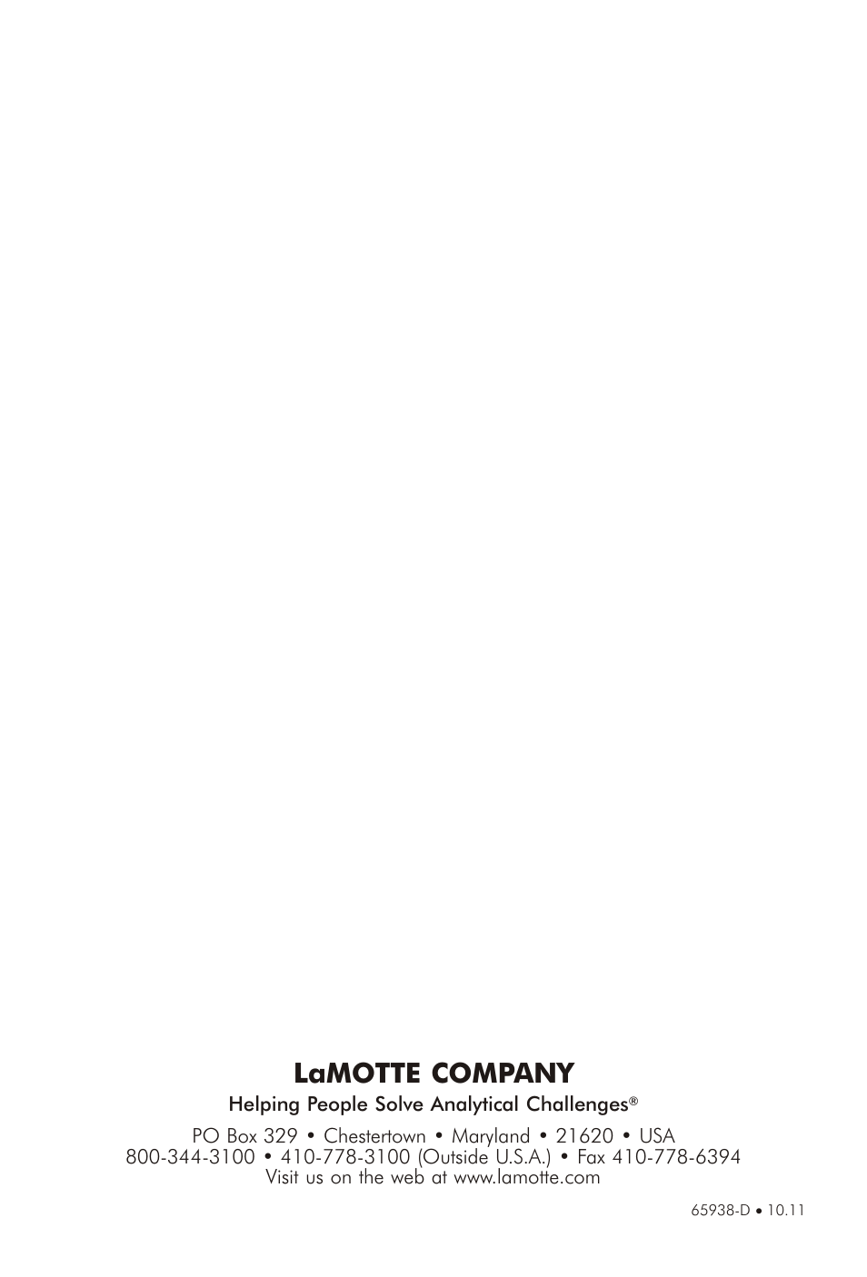 Lamotte com pany | LaMotte IRON, ALUMINUM, & SULFATE SOIL TESTS MODULE D User Manual | Page 4 / 4