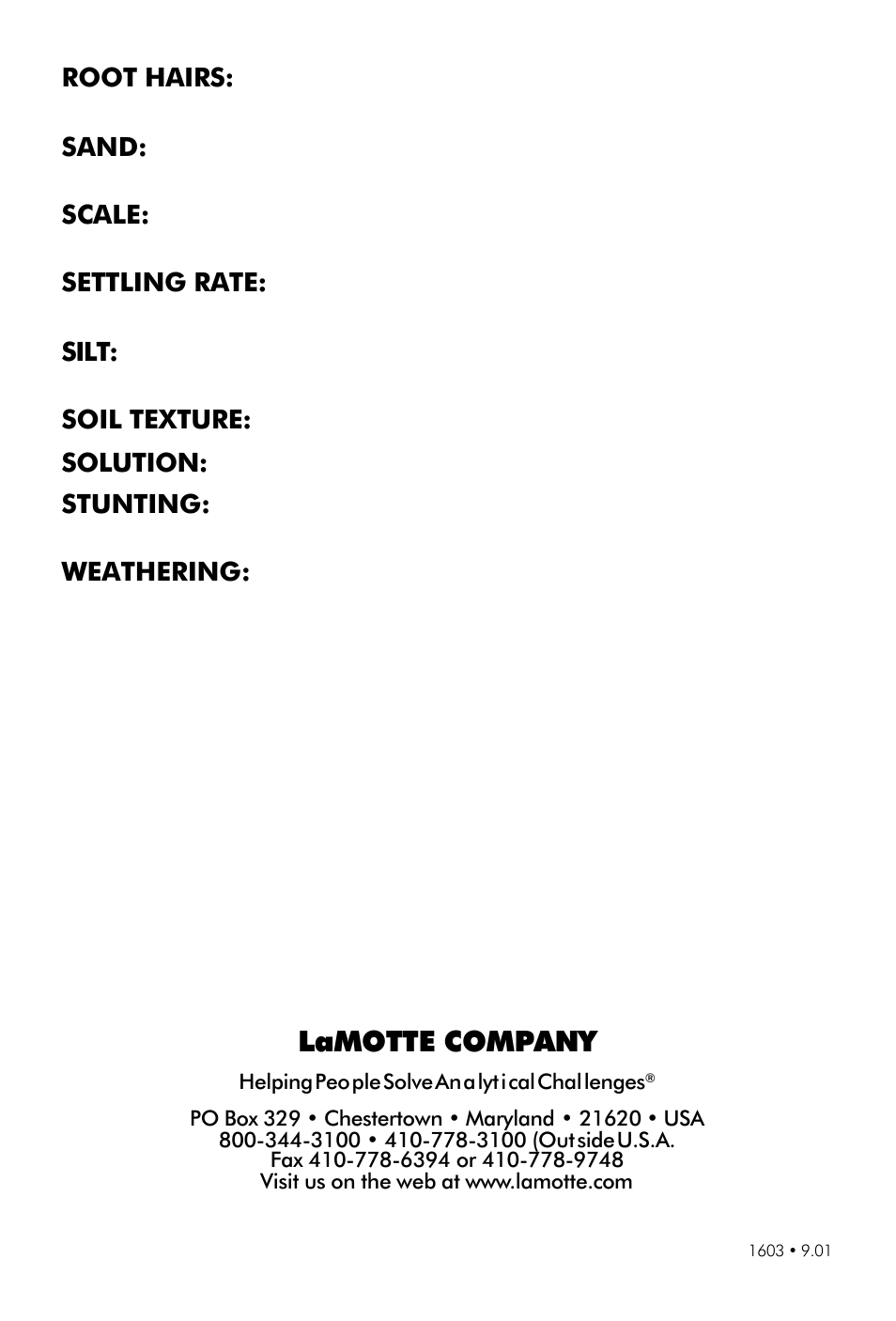 Lamotte com pany | LaMotte Water & Soil pH User Manual | Page 14 / 14