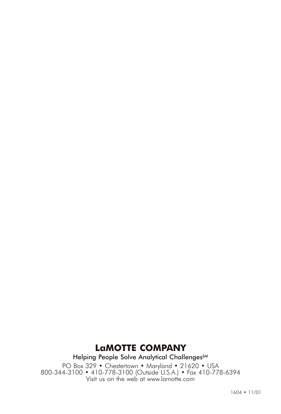 Lamotte company | LaMotte Soil Texture User Manual | Page 9 / 9