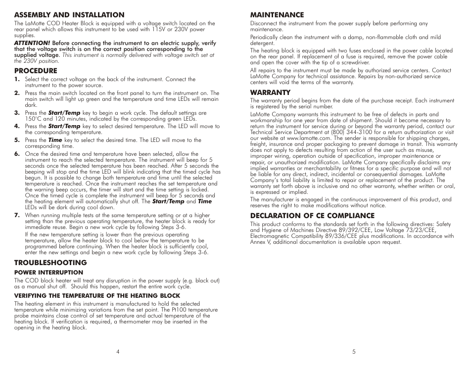 LaMotte COD User Manual | Page 4 / 4