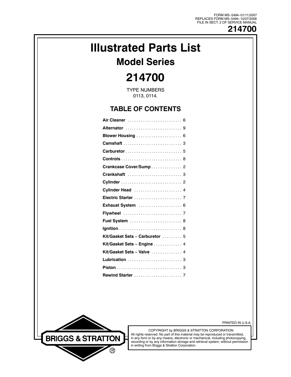 Briggs & Stratton 214700 User Manual | 14 pages