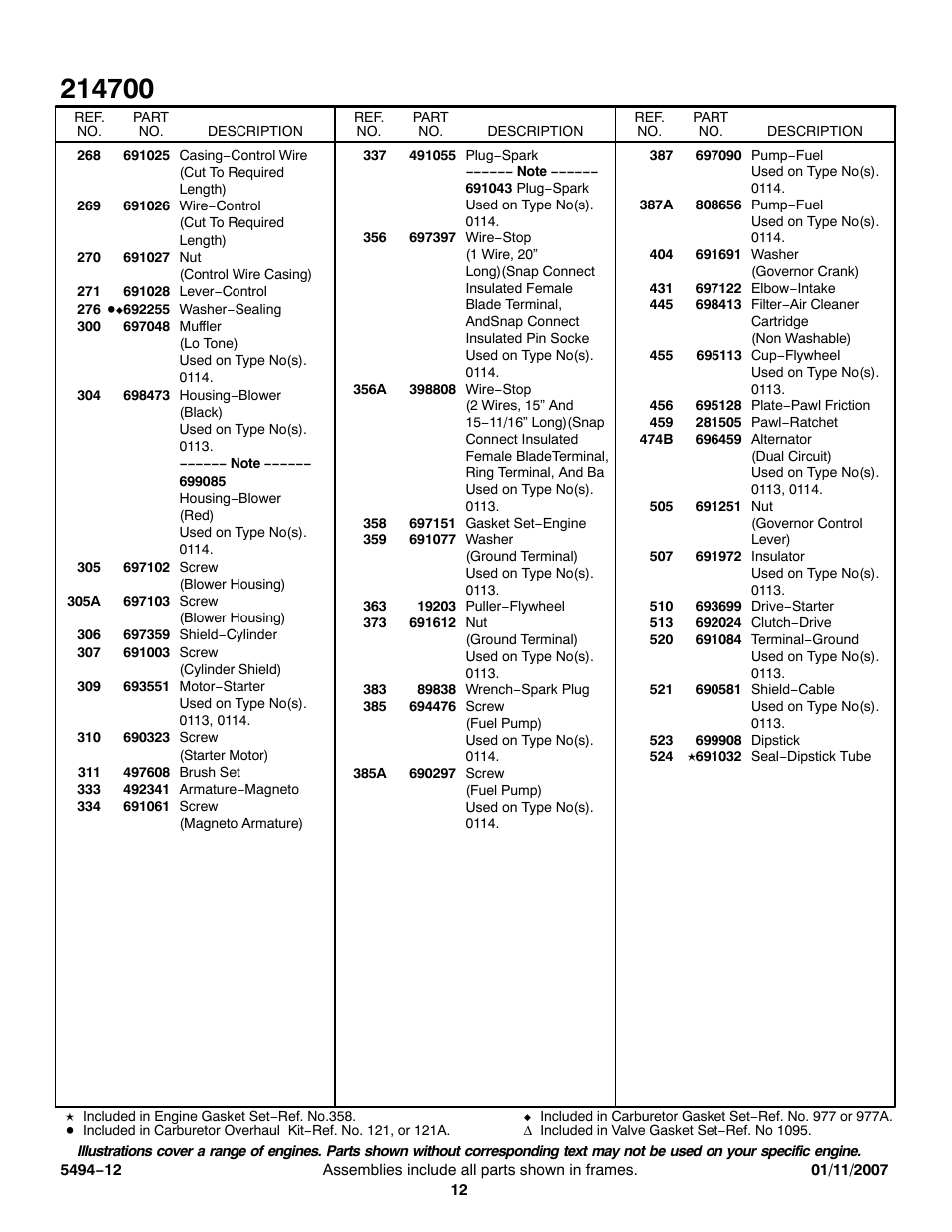 Briggs & Stratton 214700 User Manual | Page 12 / 14