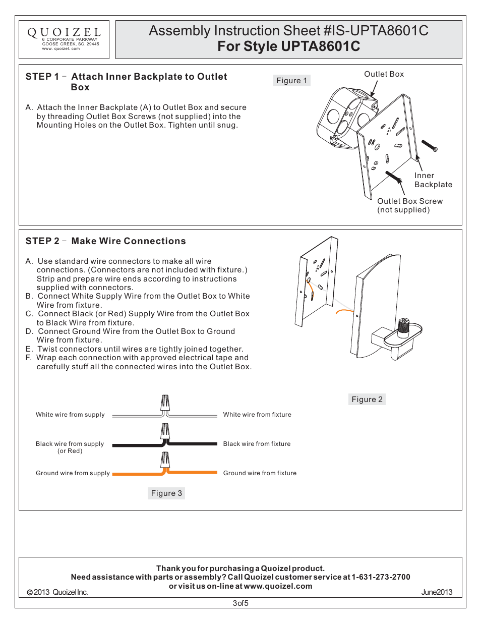 Quoizel UPTA8601C Uptown 3rd Ave User Manual | Page 3 / 5