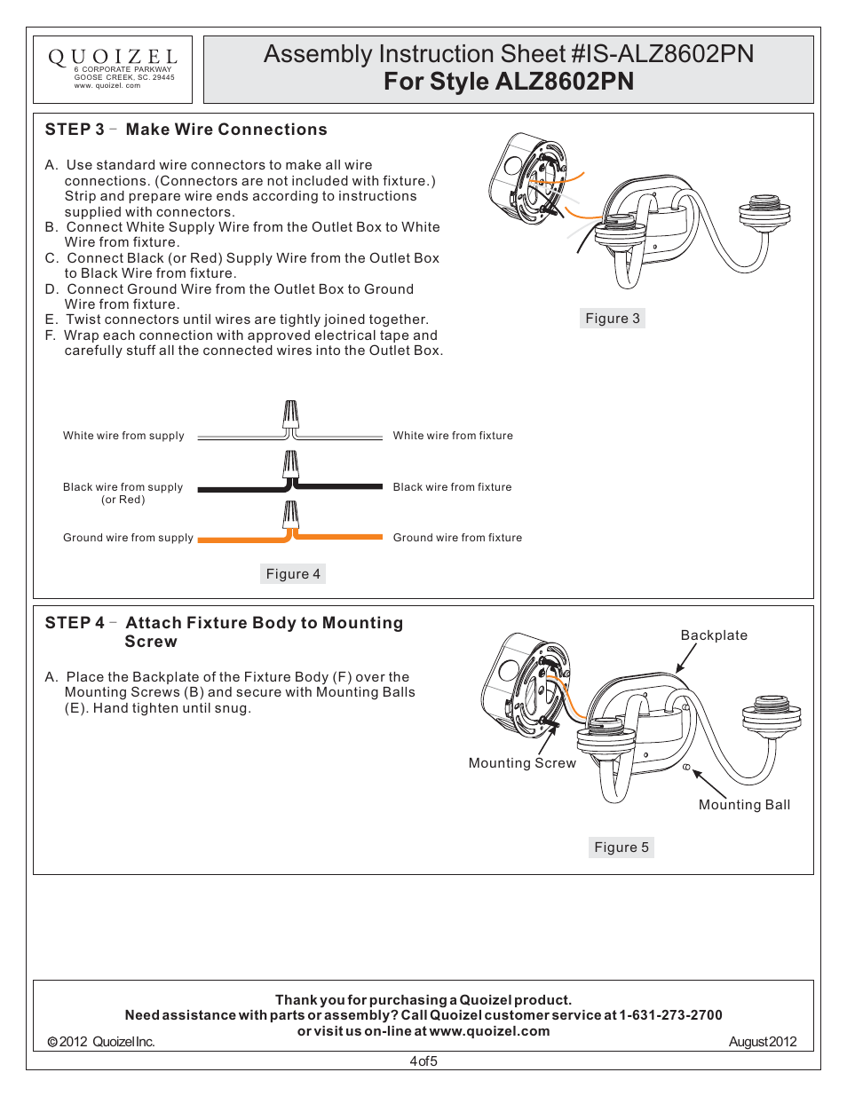 Quoizel ALZ8602PN Aliza User Manual | Page 4 / 5