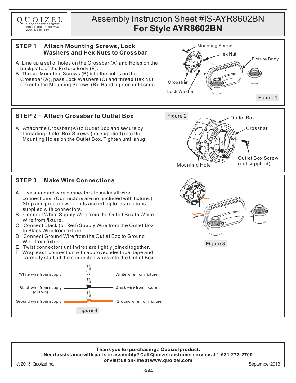 Quoizel AYR8602BN Ayers User Manual | Page 3 / 4
