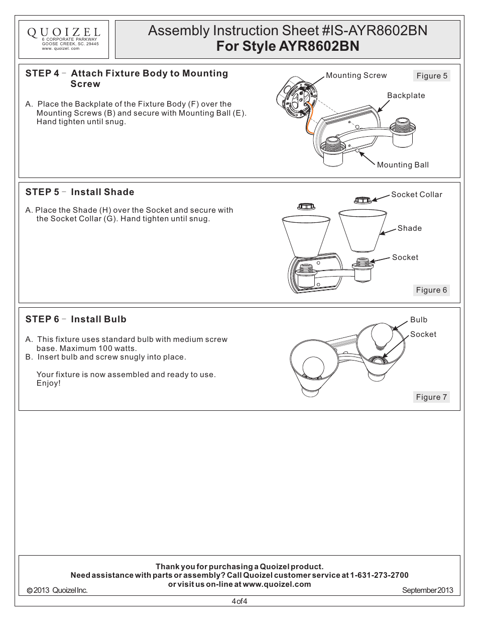 Quoizel AYR8602BN Ayers User Manual | Page 4 / 4