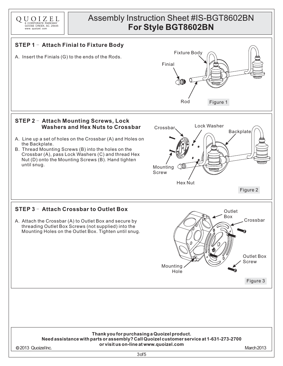 Quoizel BGT8602BN Broadgate User Manual | Page 3 / 5